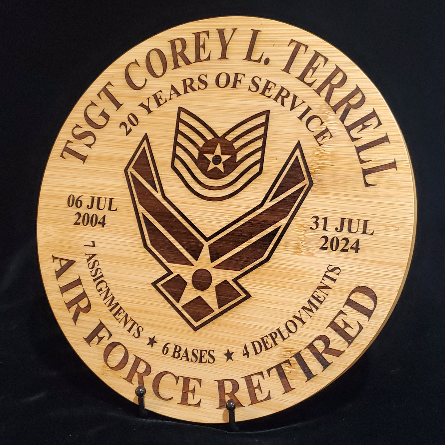 U.S Air Force Retirement Laser Engraved Plaque