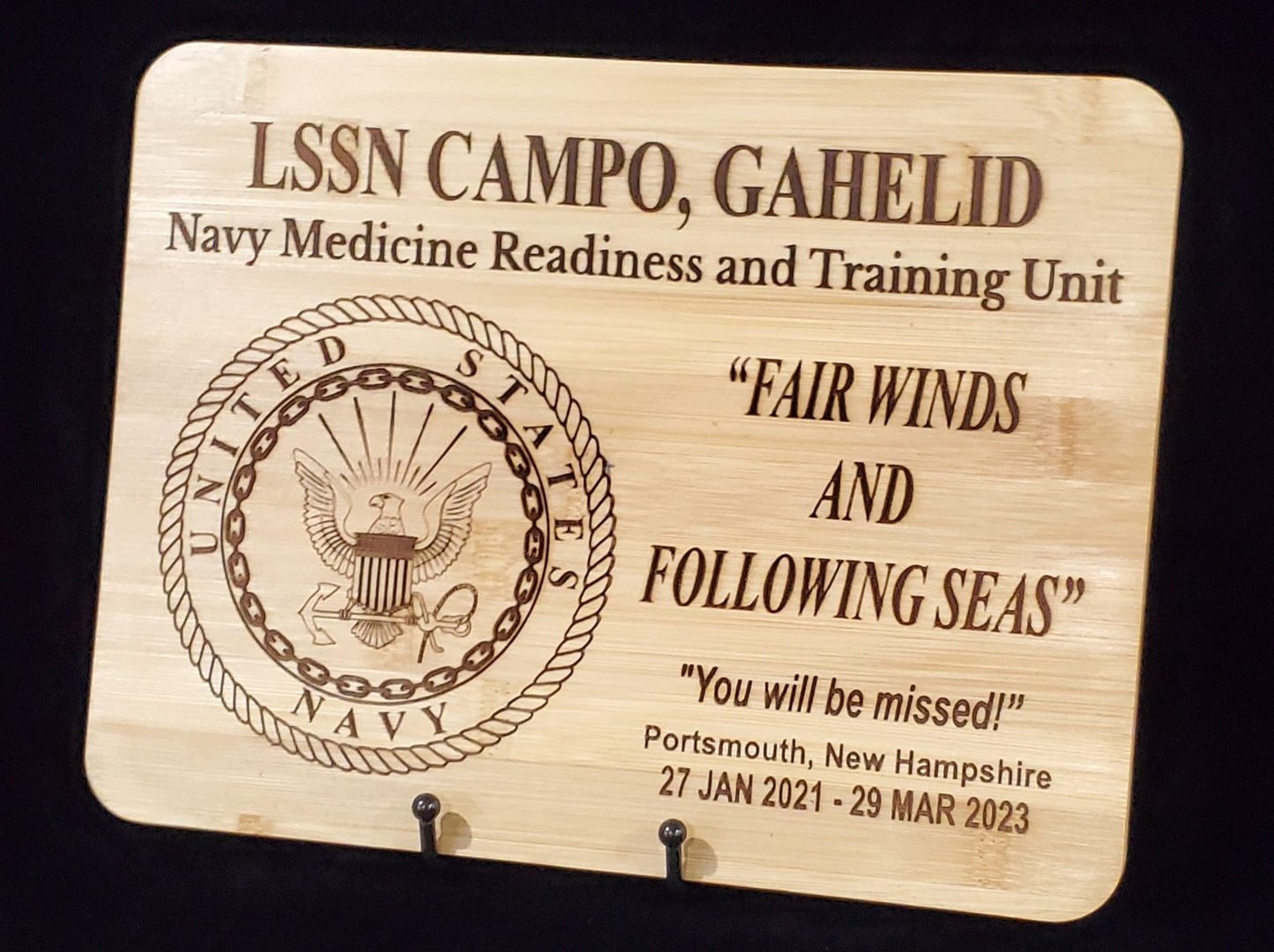 Personalized 9x12 Military Going Away/Presentation Plaque