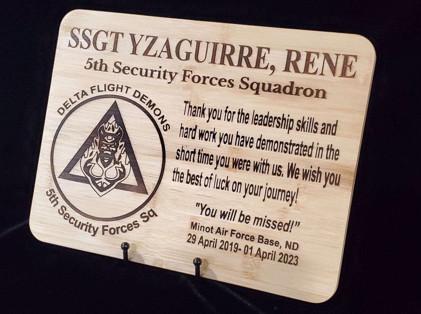 Personalized 9x12 Military Going Away/Presentation Plaque