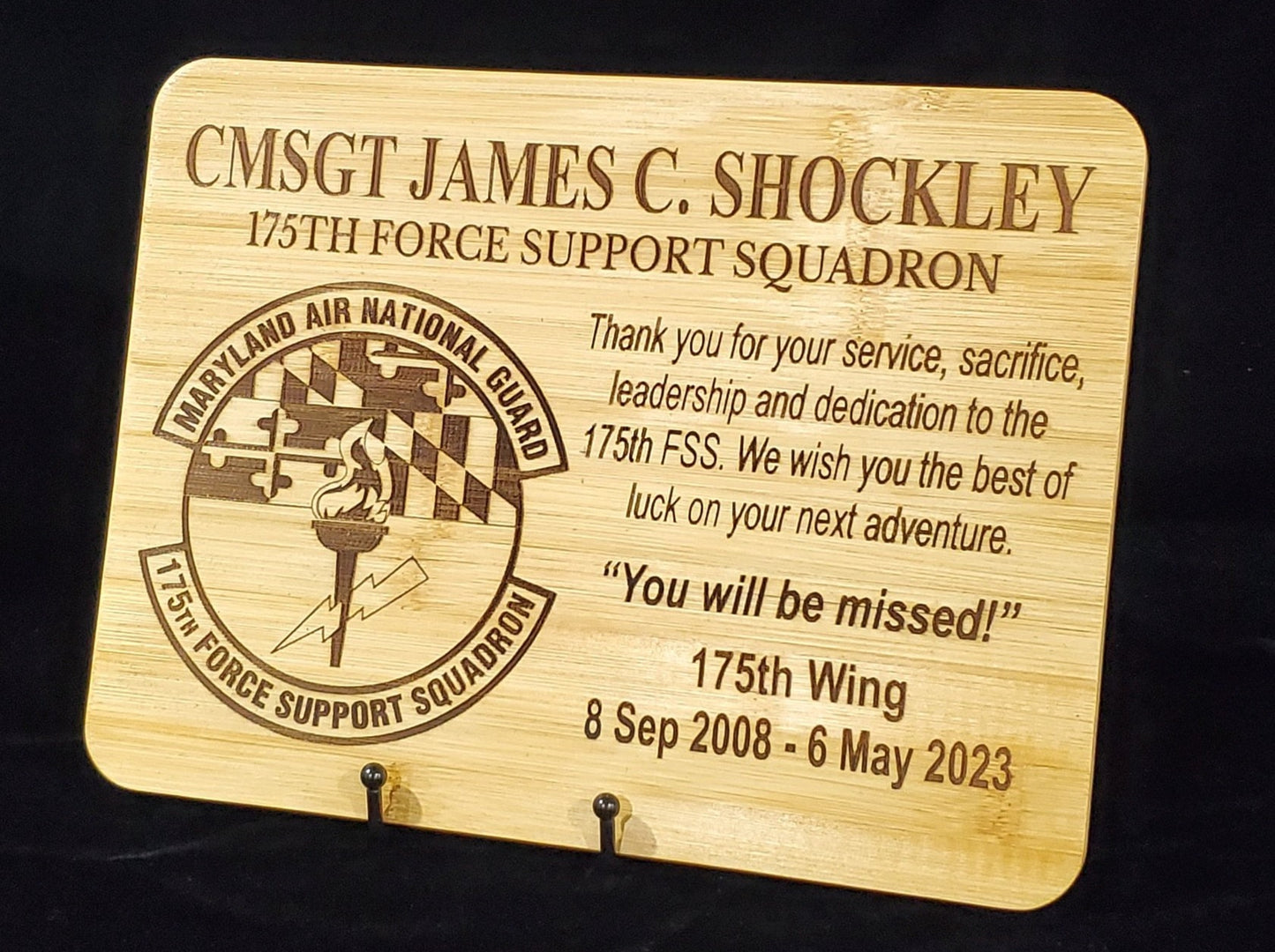Personalized 9x12 Military Going Away/Presentation Plaque