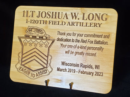 Personalized 9x12 Military Going Away/Presentation Plaque