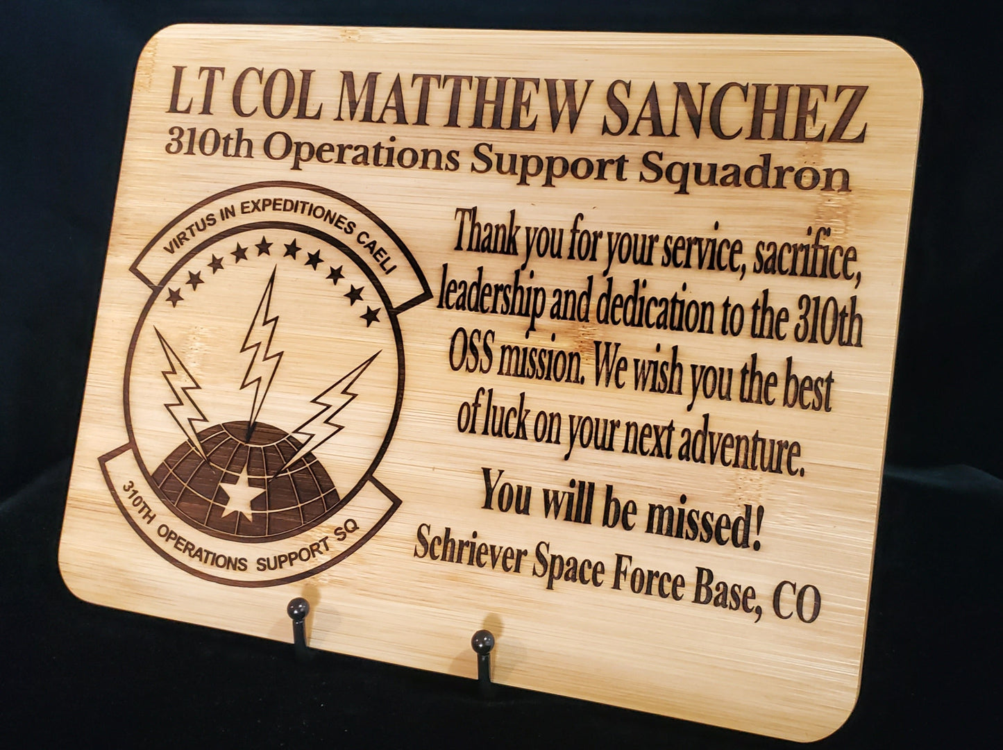 Personalized 9x12 Military Going Away/Presentation Plaque