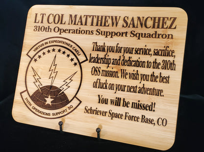 Personalized 9x12 Military Going Away/Presentation Plaque