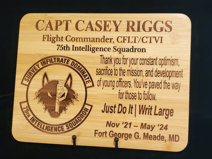 Personalized 9x12 Military Going Away/Presentation Plaque