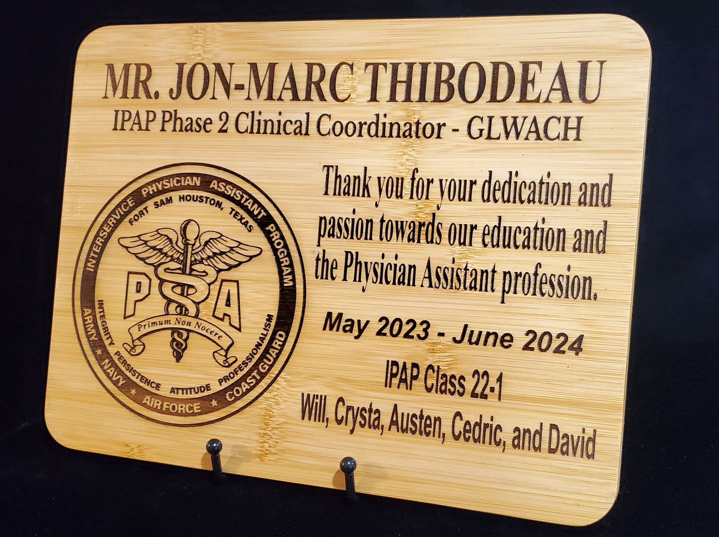 Personalized 9x12 Military Going Away/Presentation Plaque