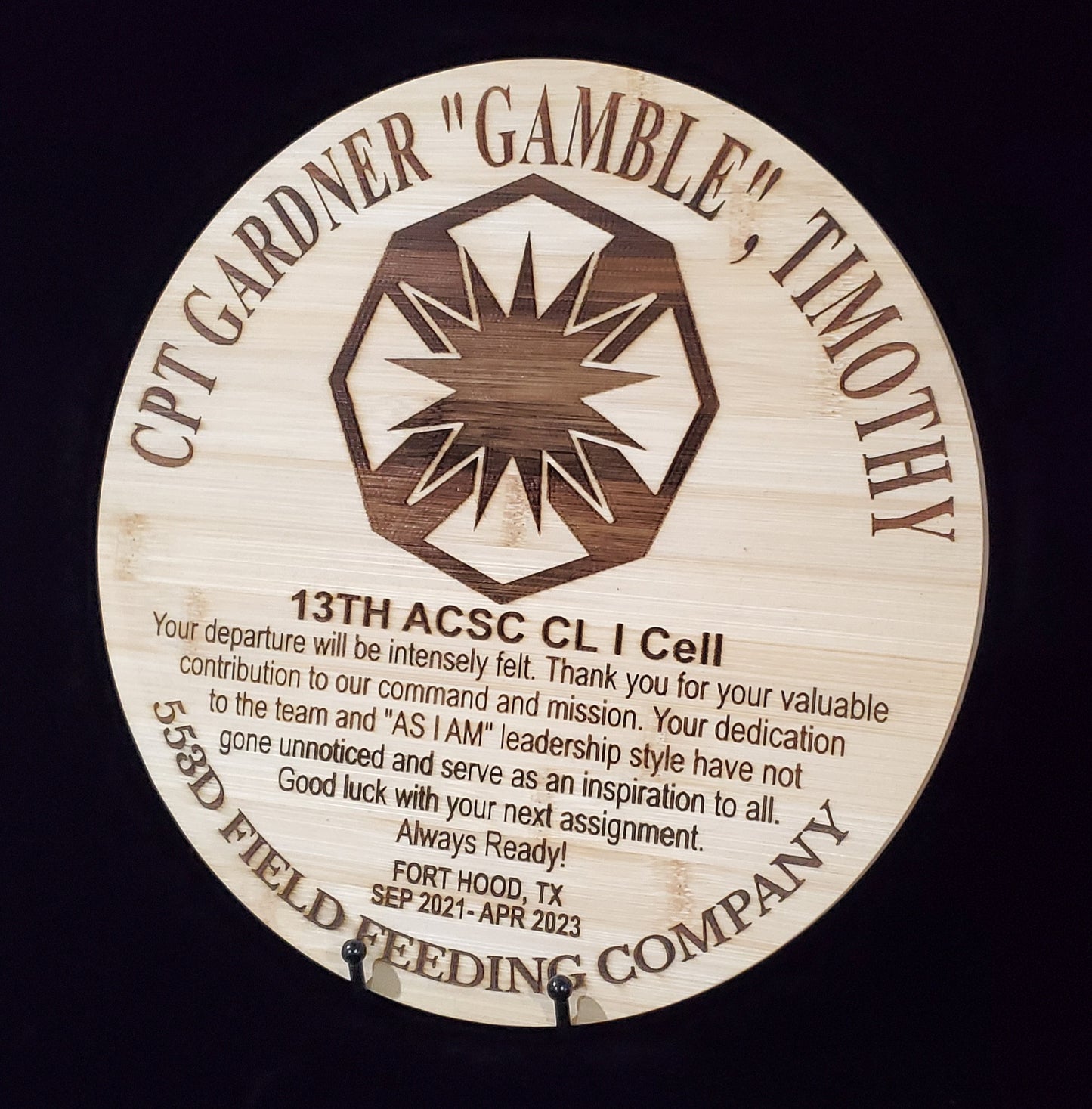 Personalized Military Going Away/Presentation Plaque