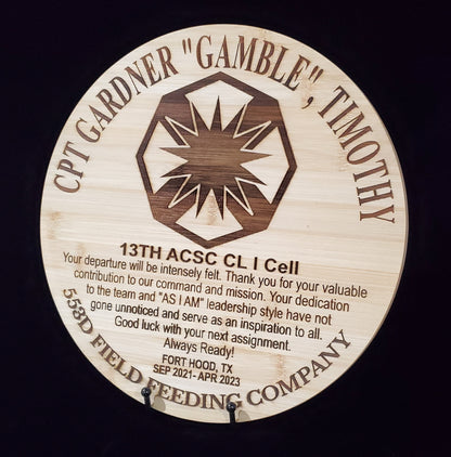 Personalized Military Going Away/Presentation Plaque